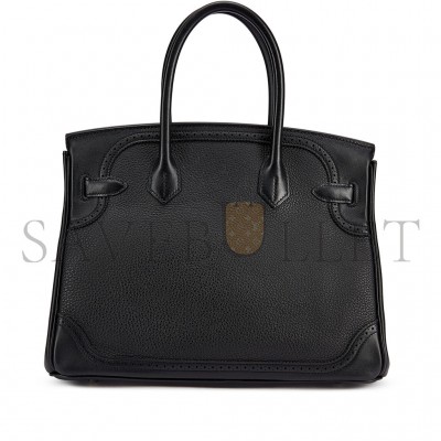 HERMÈS MASTER BIRKIN 30 SWIFT AND TOGO LACE SERIES BLACK BAG GOLD BUCKLE H082653CK62 (30*22*15cm)